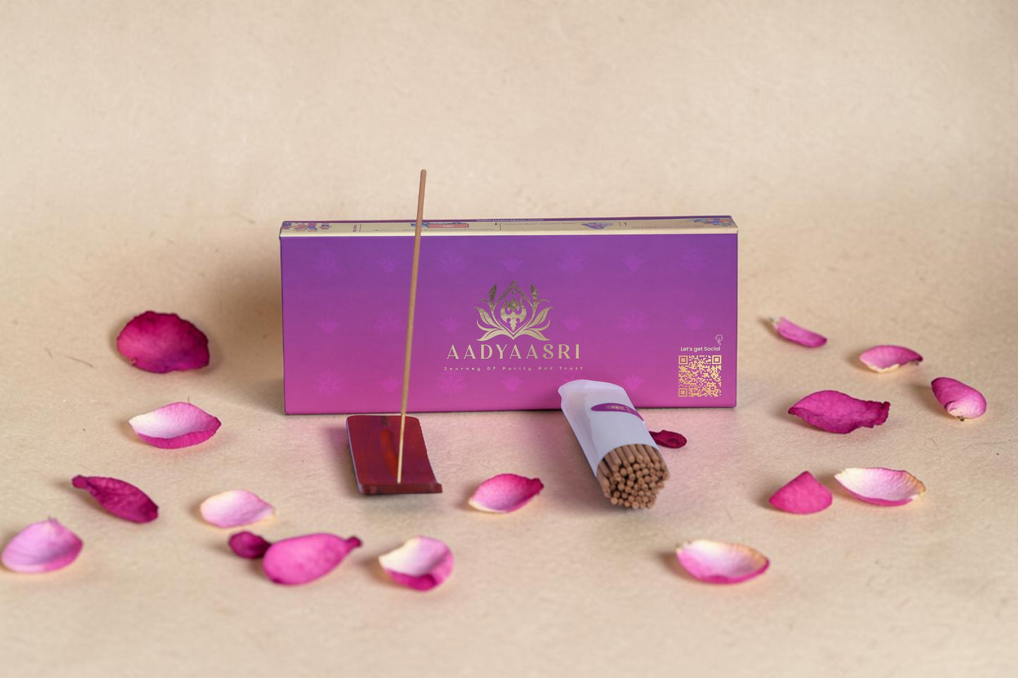 AADYAASRI SHRI BANKE BIHARI NATURAL INCENSE STICKS - ROSE