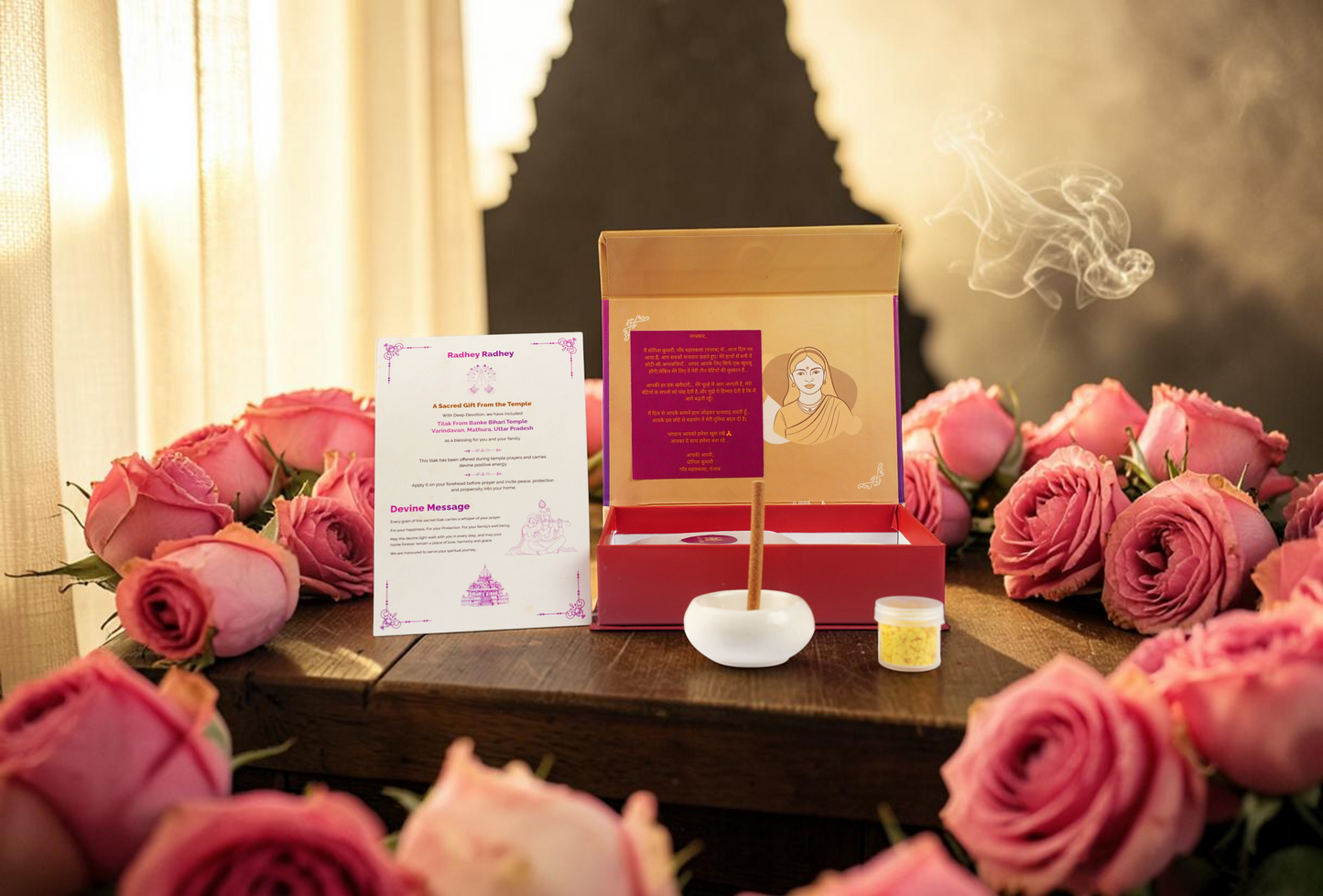 SHAHI ROSE BAMBOOLESS INCENSE STICKS - SHRI BANKE BIHARI TEMPLE, VRINDAVAN