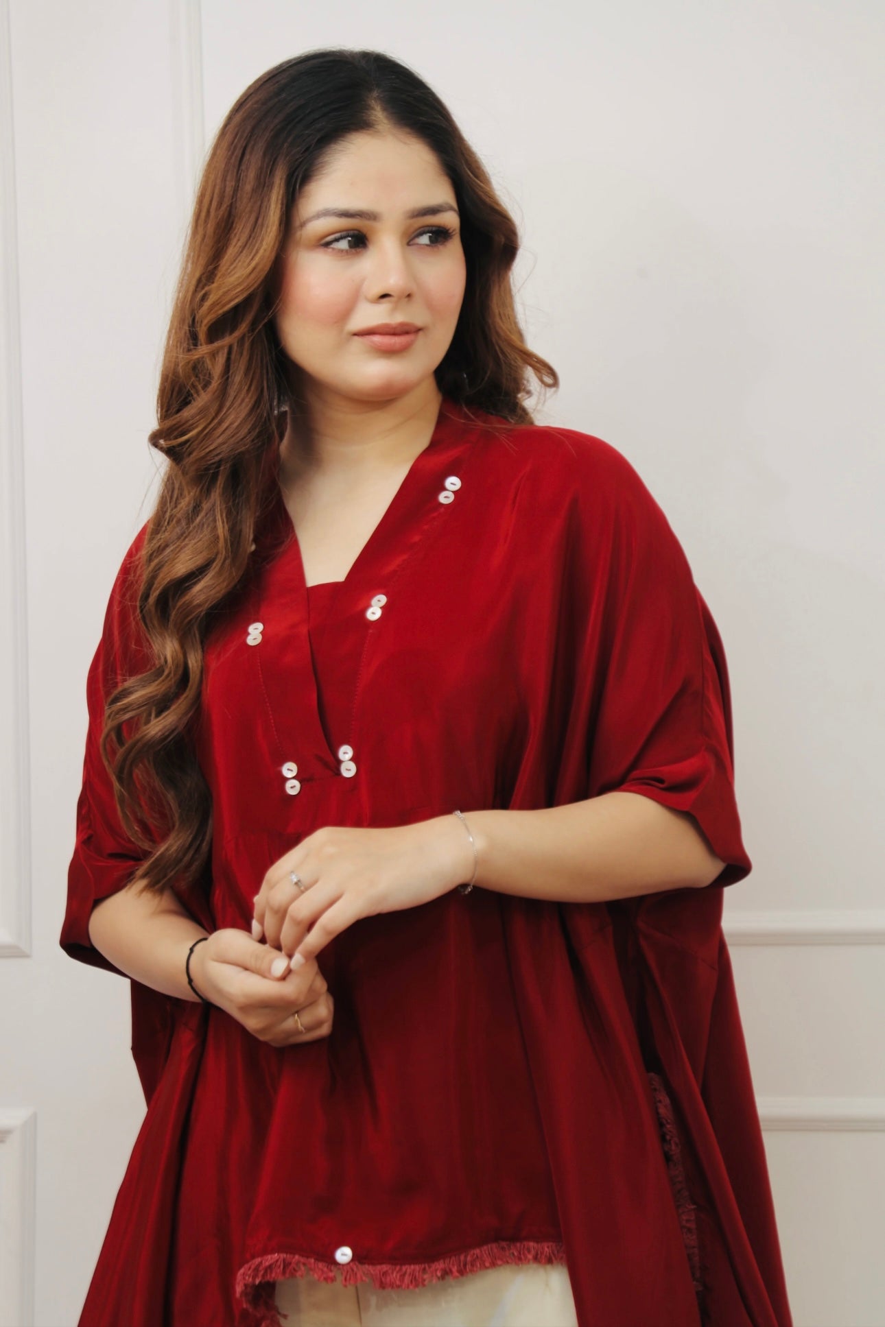 Red crape Co-ord Set