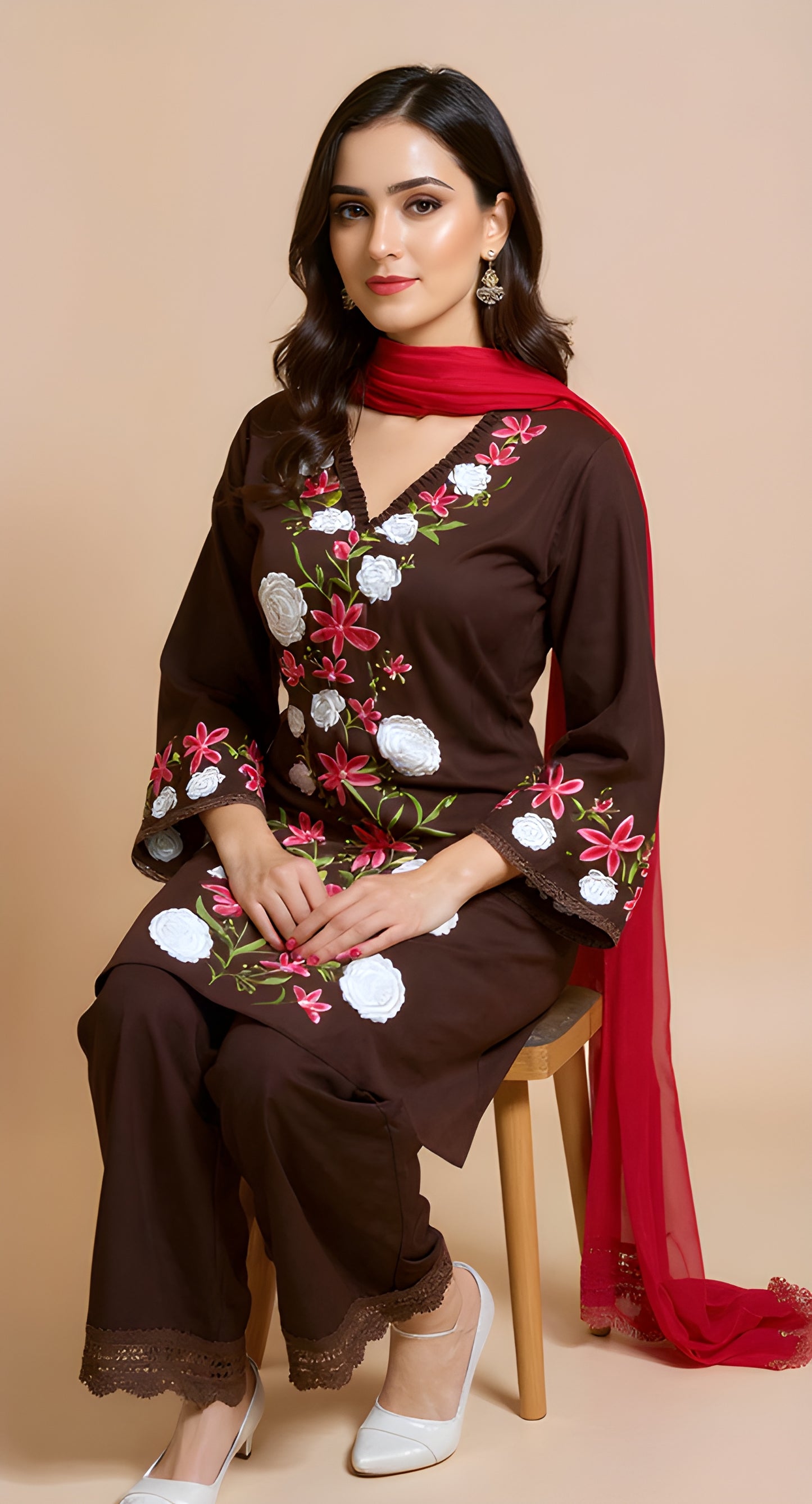 Chocolate Bloom Kurta Set