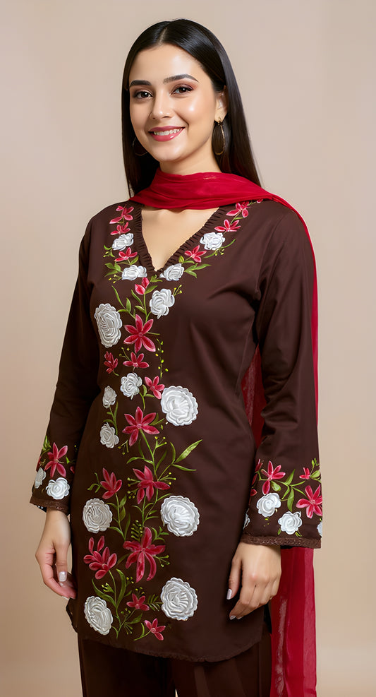 Chocolate Bloom Kurta Set